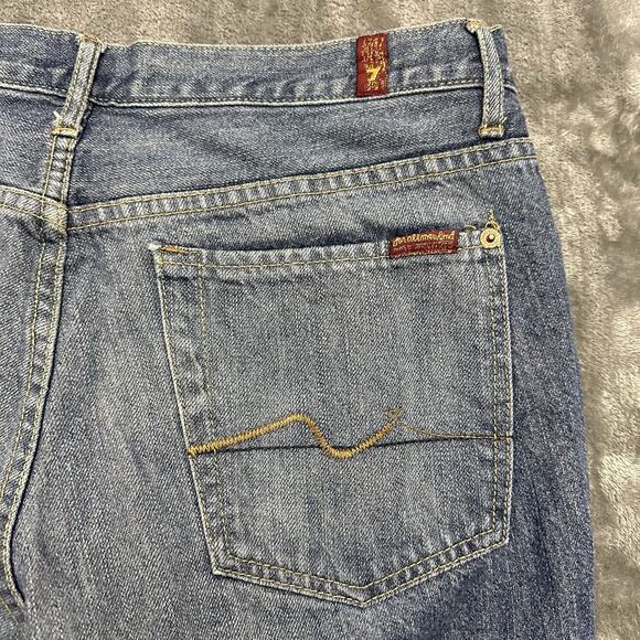 7 For All Mankind Jeans Men’s 33 Blue Button Fly Relaxed Fit Straight Pants - Picture 8 of 13